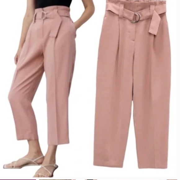 Zara Pants - ZARA PANTS WITH BELT ROSE PINK